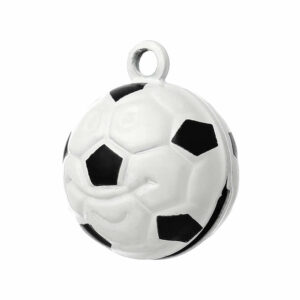 Metallanhänger Charm Fußball Glocke schwarz/weiß 21×17 mm