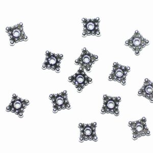 Metal bead spacer washer square dotted 6 mm, 20 pieces