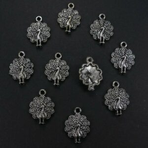 Metal pendants peacock 21×14.5 mm, 3 pieces