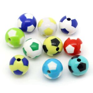 Perle acrylique intercalaire football color mix 20 mm, 4 pièces