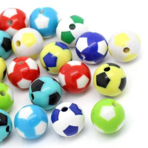 Acrylperle Spacer Fußball Farbmix 20 mm, 4 Stück