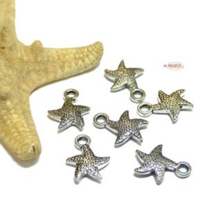 Pendentifs en métal étoile de mer 16×12 mm, 4 pièces