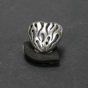 Perle métal coeur argenté 15×9 mm