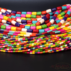 Stone bead tubes, multicolored, size selection, 1 strand