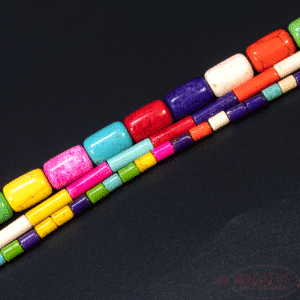 Stone bead tubes, multicolored, size selection, 1 strand