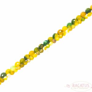 Band agate plain round faceted green yellow 4 – 6 mm, 1 strand