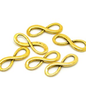 Metal pendants connector infinite 23×8 mm gold, 4 pieces