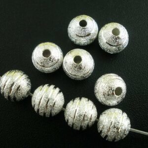 Metal bead Stardust striped glitter 8 mm, 4 pieces