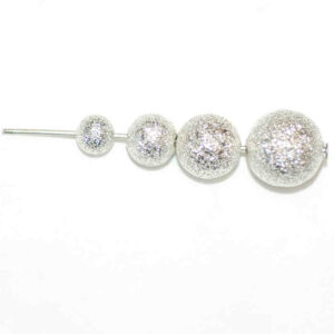 Perline in metallo glitter argento 6-10 mm, 5 pezzi