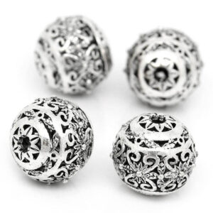 Metal bead plain round oriental pattern 11 mm