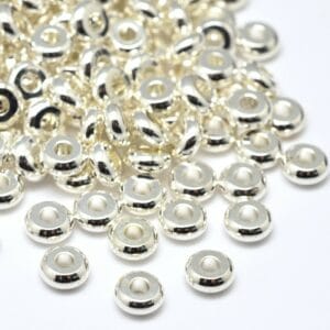 Metal bead spacer disc 5×2 mm metal, light silver 4x