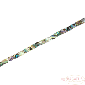 Abalone flat rectangles colored approx. 6x8mm, 1 strand