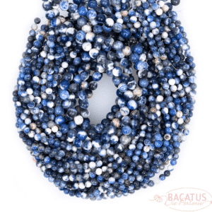 Boules de sodalite de qualité C brillant bleu blanc environ 6-8 mm, 1 fil