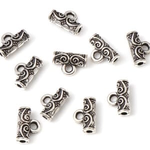 Metal bead / connector with eyelet – oriental pattern – 10×7 mm 5 pieces