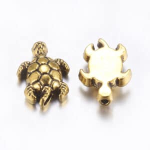 Perle métal tortue métal doré 13 x 9 x 4 mm 5 pièces
