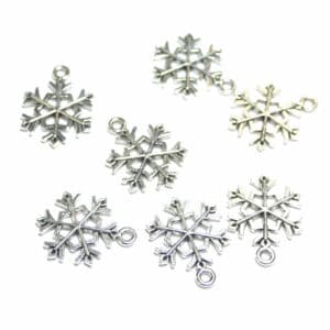 Pendentifs en métal flocon de neige, argent 21 x 16 mm 3 pièces