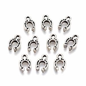 Metal pendants horseshoe, silver 12 x 8 mm 5 pieces