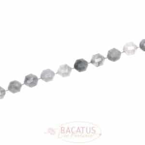 Cloud Quartz Fancy faceted shades of gray 7x8mm, 1 strand