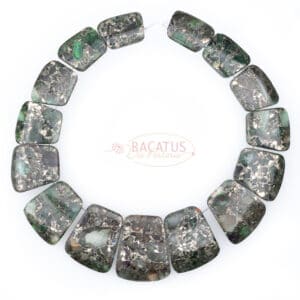 Impression jasper and pyrite necklace green approx 16 × 24–29 × 35mm, 1 strand