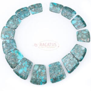 Impression jasper and pyrite necklace turquoise approx 16 × 24–29 × 35mm, 1 strand