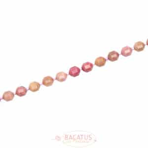 Rhodonite Fancy faceted old pink ca. 7x8mm, 1 strand