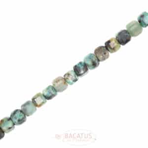 African turquoise cube faceted approx 4x4mm, 1 strand