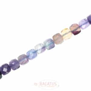 Fluorite cube faceted colored approx. 6x6mm, 1 strand