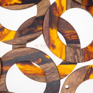 Bague pendentif bois & résine orange 39 x 2,5 mm 1 pièce