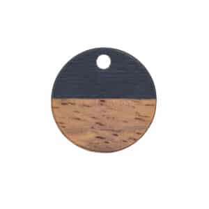Pendentif bois & résine disque noir 15 x 3 mm