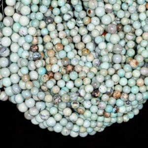 Agate plain round glossy green-turquoise approx. 8-10mm, 1 strand