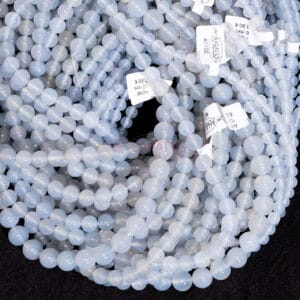 Blue agate plain round , approx. 6-10mm, 1 strand