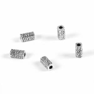 Metal bead rectangular cylinder dot pattern 10x5mm, 10 pieces