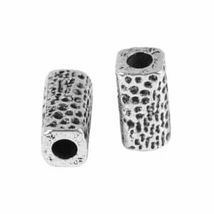 Metal bead rectangular cylinder dot pattern 10x5mm, 10 pieces