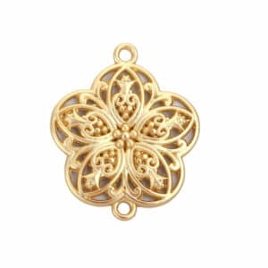 Metal pendant connector filigree flower matt gold 38×31 mm