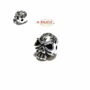 Metal bead skull angry silver 11×9 mm