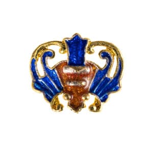 Metal bead Enamel Cloisonné 13 mm gold blue