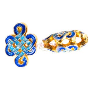 Metallperle keltischer Knoten Emaille Cloisonné Größenauswahl gold blau