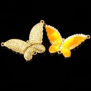 Metallanhänger Schmetterling gold 34 x 25 mm Emaille & Strass 2 Varianten 1 Stück