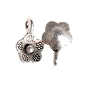 Metal pendants flowers with flower pattern 14 x 9 mm, 10 pieces