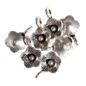 Metallanhänger Blümchen mit Blumenmuster 14 x 9 mm, 10 Stück