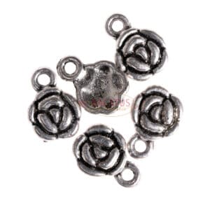 Pendentifs en métal petite rose 11 x 8 mm, 10 pièces