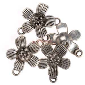 Metal pendants connector flower 28 x 20 mm, 5 pieces