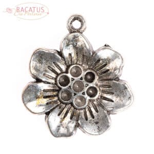 Metal pendants flower 25 mm, 5 pieces