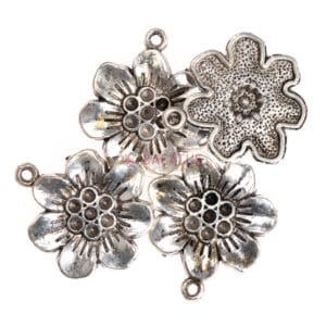 Metal pendants flower 25 mm, 5 pieces