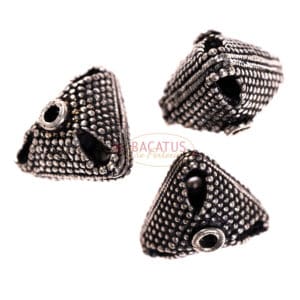 Metal bead bicone spacer silver plated 12 x 11 mm