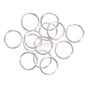 Jump ring, open/ metal, light silver/ 12 mm/ 1.2mm 10x