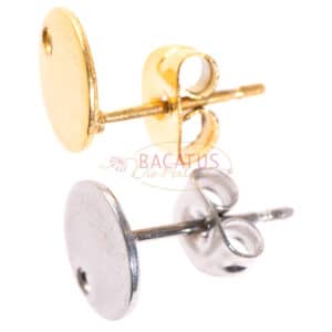 Ear studs stainless steel/ plate with threading hole 8 mm stainless steel or gold 1x