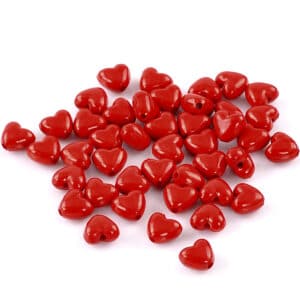 Acrylic bead heart red 11×10 mm, 10 pcs