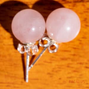 Rose quartz ear studs 925 silver 8 mm, 1 pair
