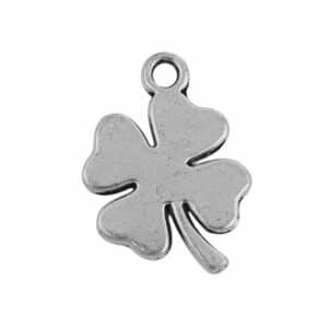 Metal pendants four-leaf clover 18 x 12 mm, 6 pieces